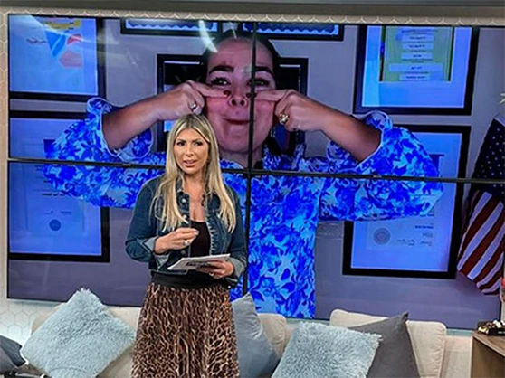 Aline Senatore no programa Fala Brasil da TV Record